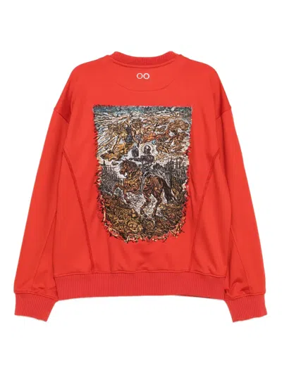Songzio Knight-embroidered Sweatshirt In Orange