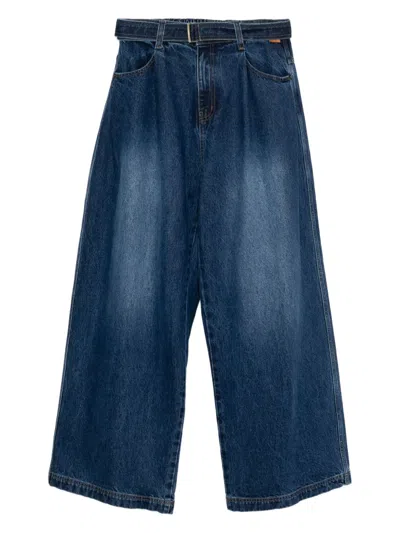Songzio Belted Wide-leg Jeans In Blue