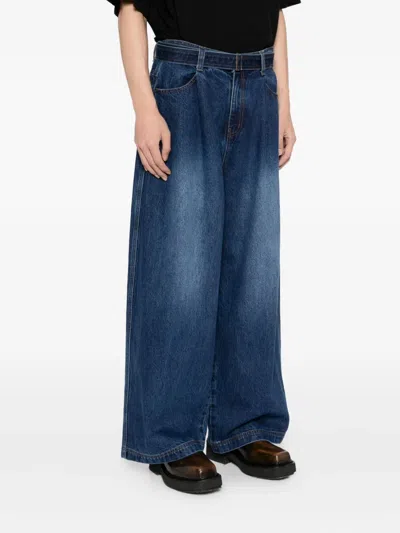 Songzio Belted Wide-leg Jeans In Blue