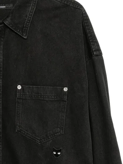 Songzio Panthera Denim Shirt In Black
