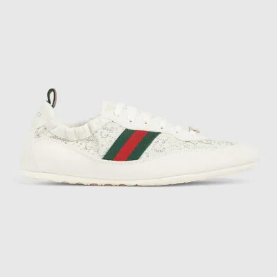 Gucci Shift Sneakers Embroidered Accents Low Top Sole In Neutral