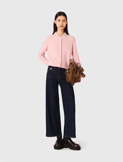 Maje Cardigan With Removable Collar In Black