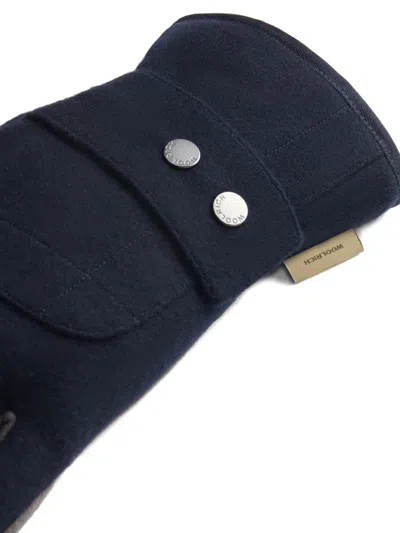 Woolrich Press-stud Wool Gloves In Blue