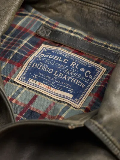 Rrl Distressed Leather Button-up Jacket In Gray