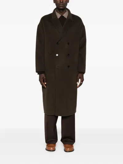 Amaranto Double-breasted Oversized Wool-cashmere Blend Coat In Black