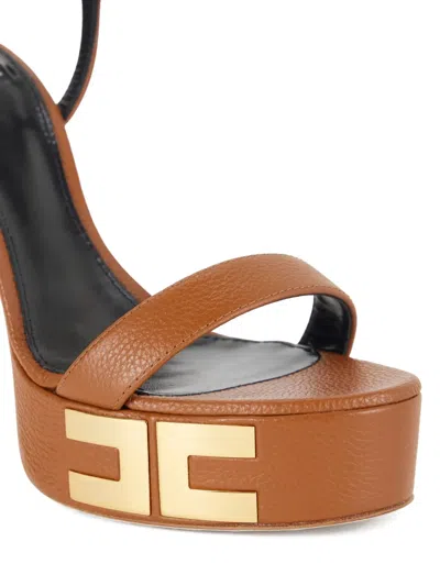 Elisabetta Franchi 135mm Vertigo Platform Ankle-strap Sandals In Brown