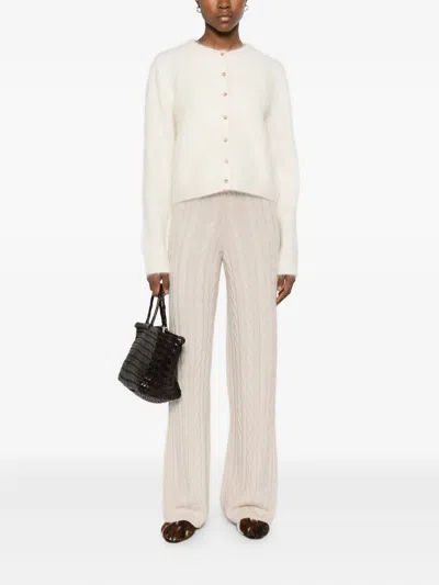 Soft Goat Fine-knit Button-up Cardigan In Neutral