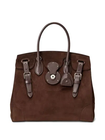 Ralph Lauren Suede Soft Ricky 33 Top-handle Bag In Brown