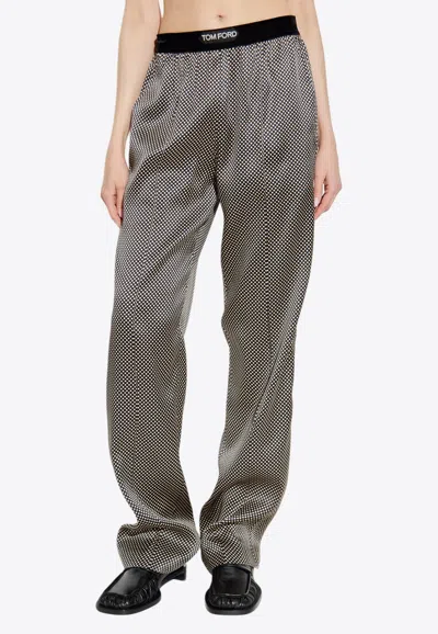 Tom Ford Polka Dot Signature Silk Pj Pants In Black
