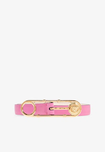 Versace Safety Pin Leather Belt In Multi
