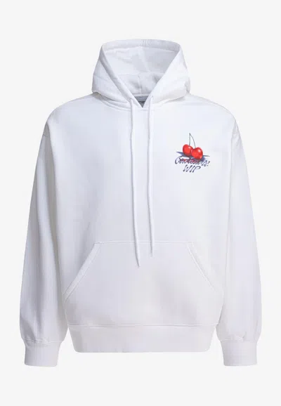 Carhartt Hooded Graphic Print Sweater With Front Pocket In White