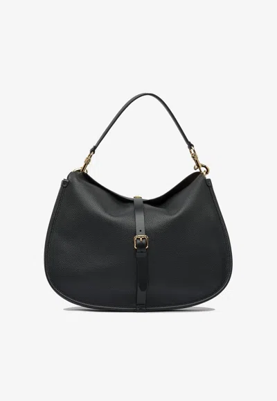 Etro Leather Textured Shoulder Bag In Black