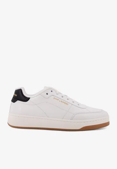 Saint Laurent Sl61 Smooth Leather Sneakers In White
