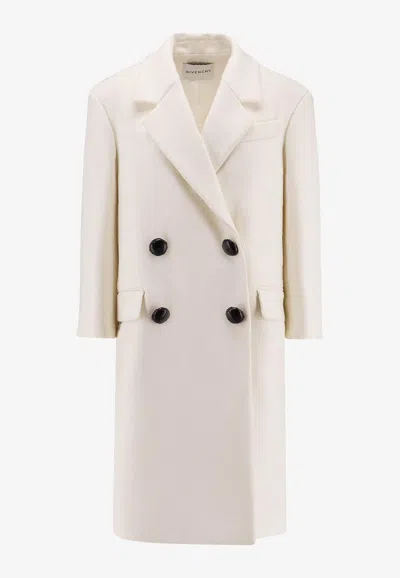 Givenchy Lapel Double-breasted Wool Coat Wide In White