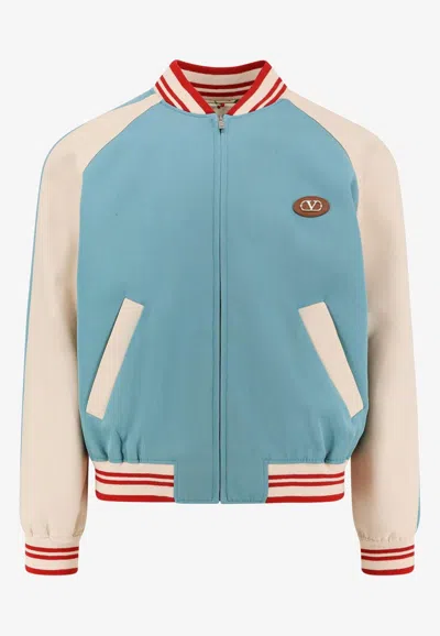 Valentino Bomber Jacket Wool Embroidered Back In Multi