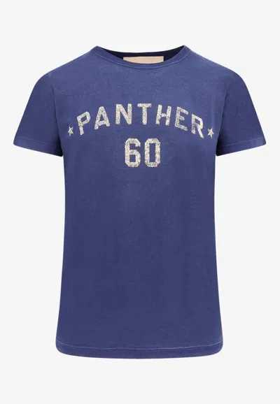 Valentino Panther Graphic Print Crew Neck T-shirt In Blue