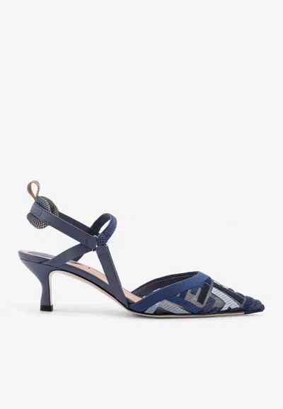 Fendi Ff Embroidery Colibrì Lite Mesh Slingback In Multi