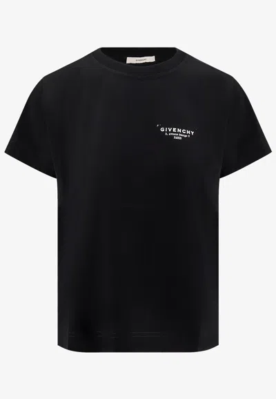 Givenchy Black Crewneck T-shirt With Logo Lettering On Front And Rear In Cotton Woman In Multi