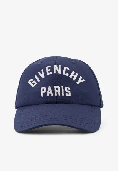 Givenchy Men Baseball Cap With Embroidered Logo In Blue