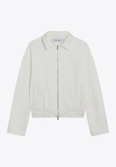 Max Mara White Cropped Sweatshirt In Silk Blend In White