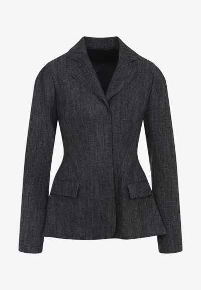 Alberta Ferretti Tailored Jacket With Flap Pockets And Lapel In Black