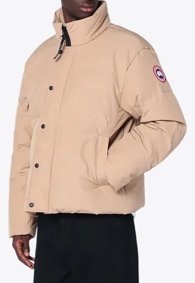Canada Goose Quilted High Collar Coat Side Pockets In Nude