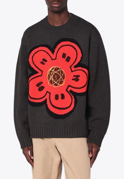 Kenzo Boke Flower Cotton Blend Sweater In Black