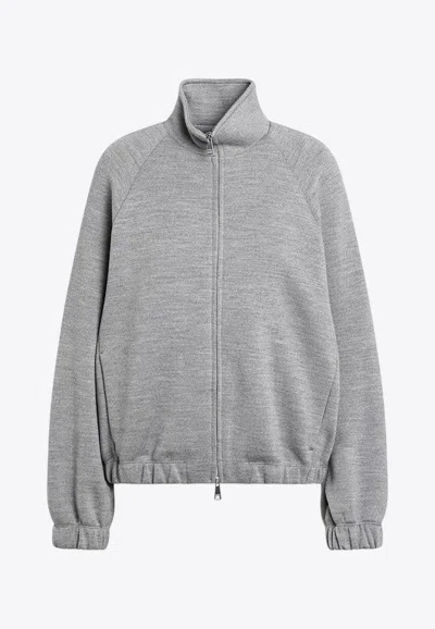 Max Mara Double Jersey Wool And Cotton Sweatshirt In Gray