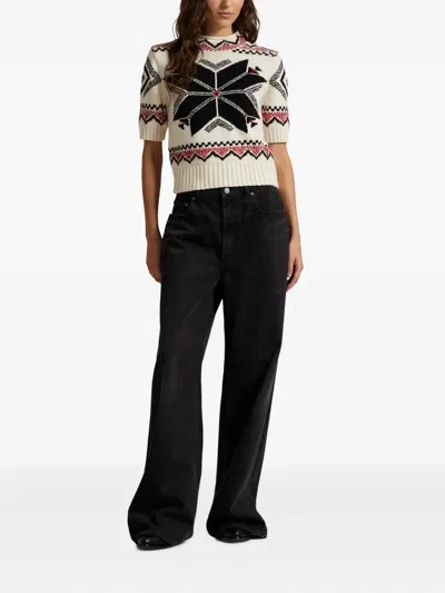Polo Ralph Lauren Snowflake Mockneck Short-sleeve Sweater In White