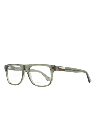 Gucci Rectangular-frame Logo Glasses In Gray