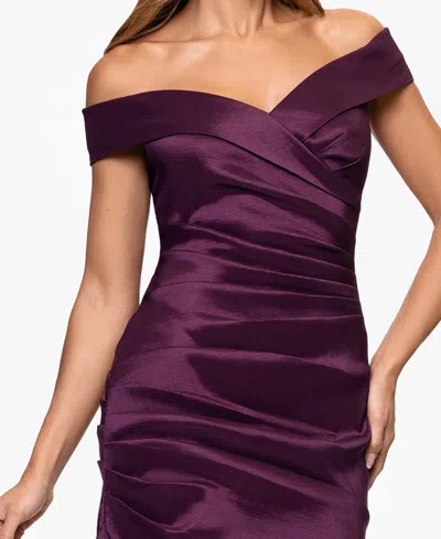 Xscape Women's Off The Shoulder Neck Long Dress In Purple