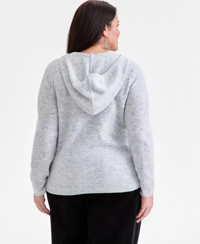 Style & Co Plus Size Hooded Luxsoft Sweater, Macy's Exclusive In Gray
