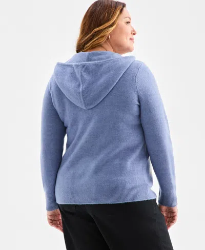 Style & Co Plus Size Hooded Luxsoft Sweater, Macy's Exclusive In Blue
