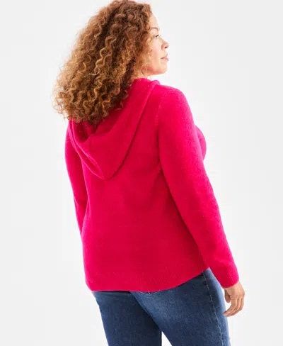 Style & Co Plus Size Hooded Luxsoft Sweater, Macy's Exclusive In Pink