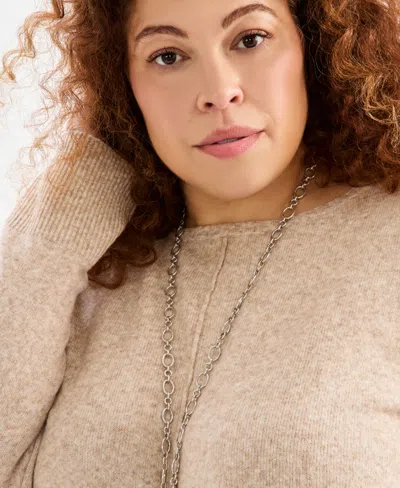 Style & Co Plus Size Luxsoft Tunic Sweater, Macy's Exclusive In Brown