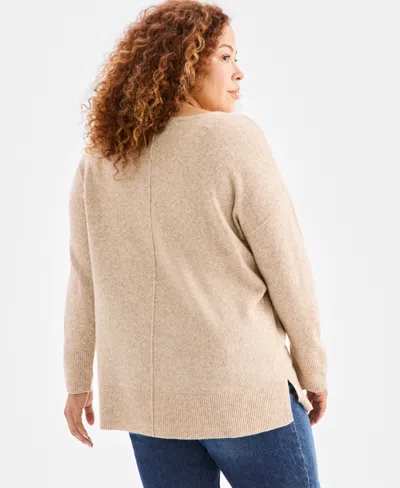 Style & Co Plus Size Luxsoft Tunic Sweater, Macy's Exclusive In Brown