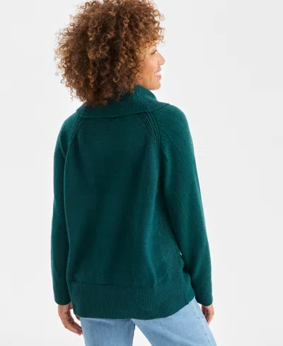 Style & Co Women's Envelope-neck Tunic Sweater, Created For Macy's In Green