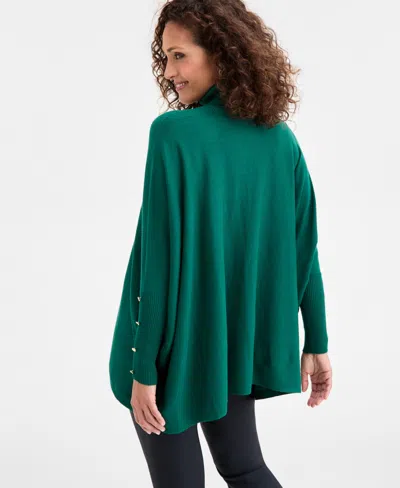 Jm Collection Women's Poncho Turtleneck Sweater, Regular & Petite, Created For Macy's In Green