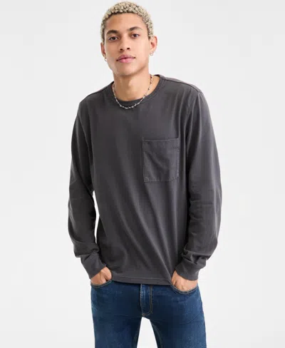 Sun + Stone Men's Long-sleeve Cotton T-shirt, Macy's Exclusive In Gray
