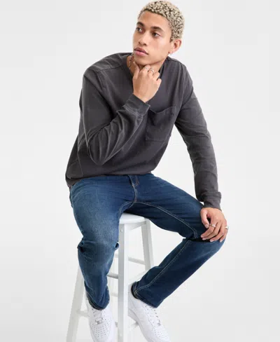 Sun + Stone Men's Long-sleeve Cotton T-shirt, Macy's Exclusive In Gray