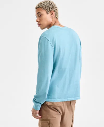 Sun + Stone Men's Long-sleeve Cotton T-shirt, Macy's Exclusive In Blue