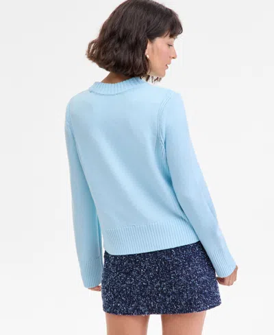 On 34th Women's Striped High-neck Sweater, Macy's Exclusive In Blue