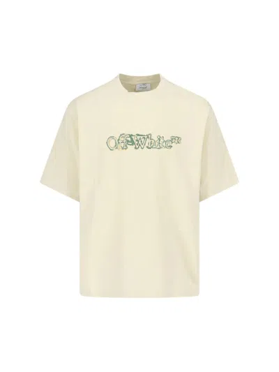 Off-white Cloudy Arrow Skate Crewneck T-shirt In Yellow
