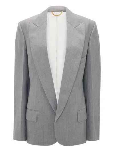 Victoria Beckham Sculptural Sleeve Jacket In Gray