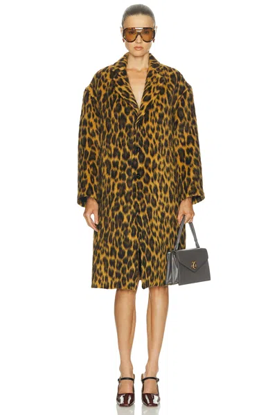 Bottega Veneta Women Multicolor Single-breasted Coat With Notched Revers And All-over Leopard Print  In Animal Print