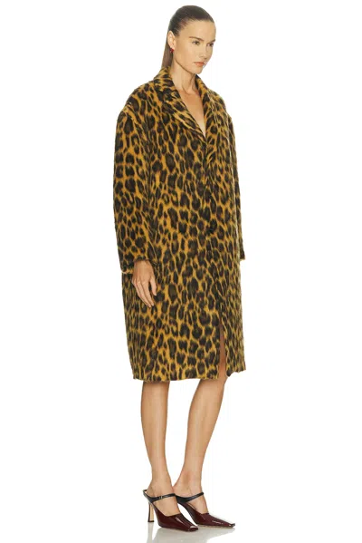 Bottega Veneta Women Multicolor Single-breasted Coat With Notched Revers And All-over Leopard Print  In Animal Print