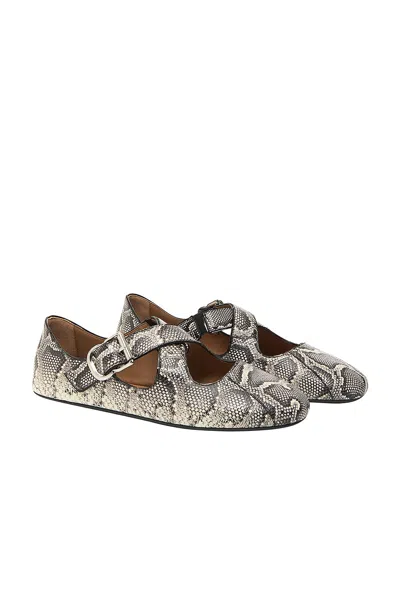 Alaïa Criss Cross Leather-trimmed Snakeskin Ballet Flats In Multi