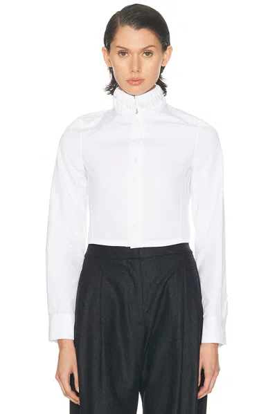 Alaïa High Neck Cropped Long Sleeve Top In White