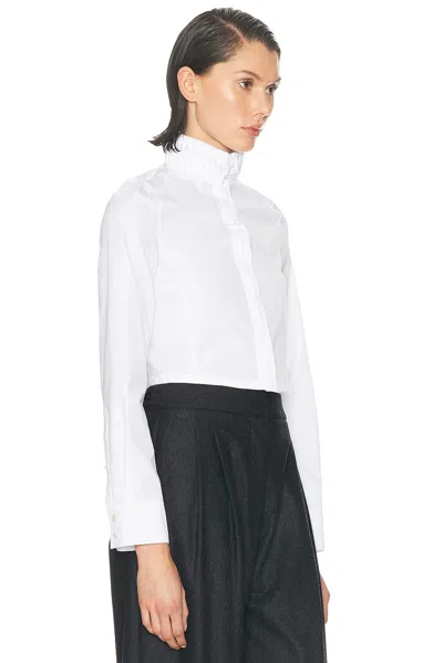 Alaïa High Neck Cropped Long Sleeve Top In White