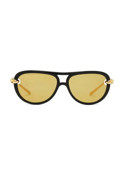 Bottega Veneta Bv1418s Signature Icons 001 Black Gold Yellow Sunglasses In Multi